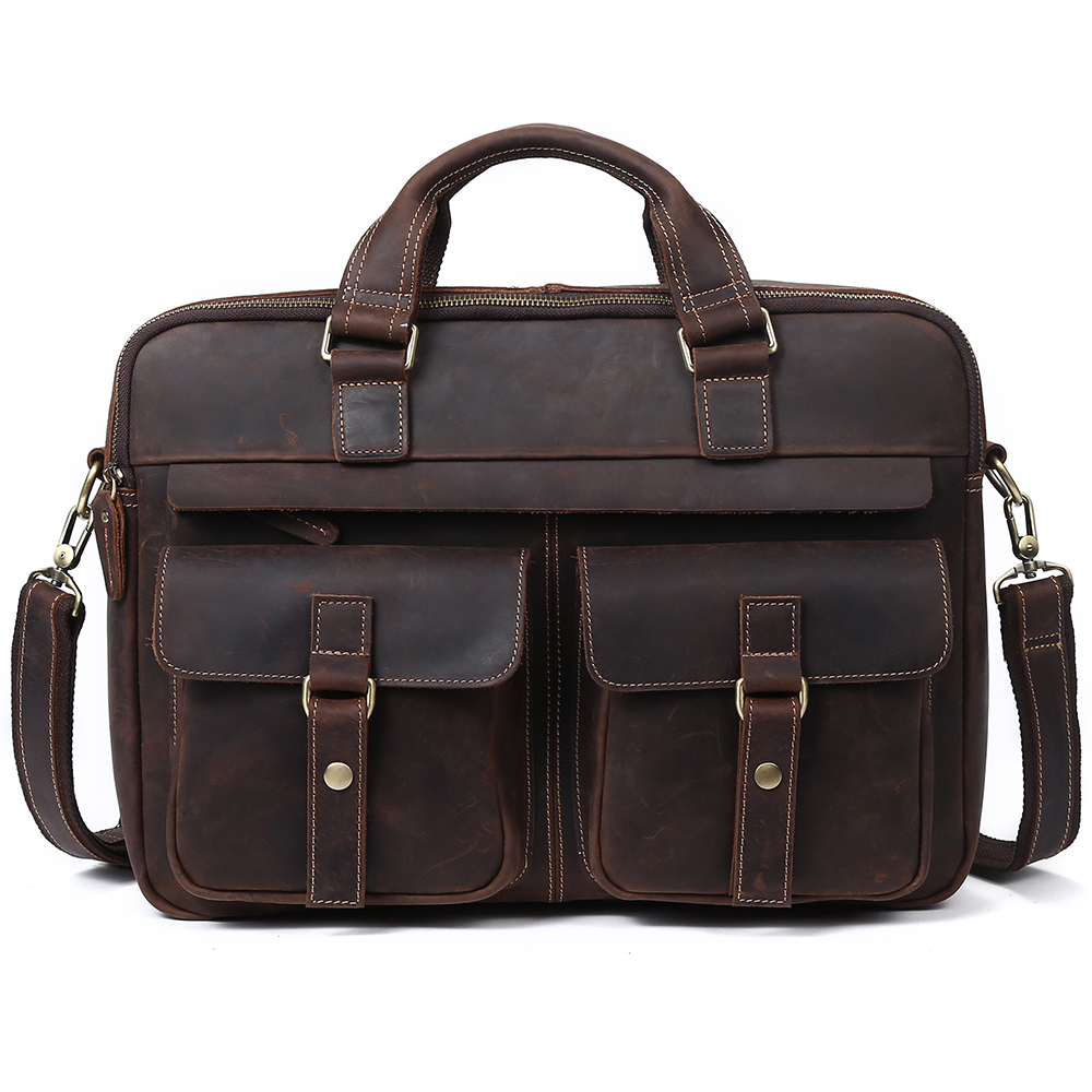 Top Quality Vintage Crazy Horse Leather Briefcase - Timeless Elegance and Robust Durability