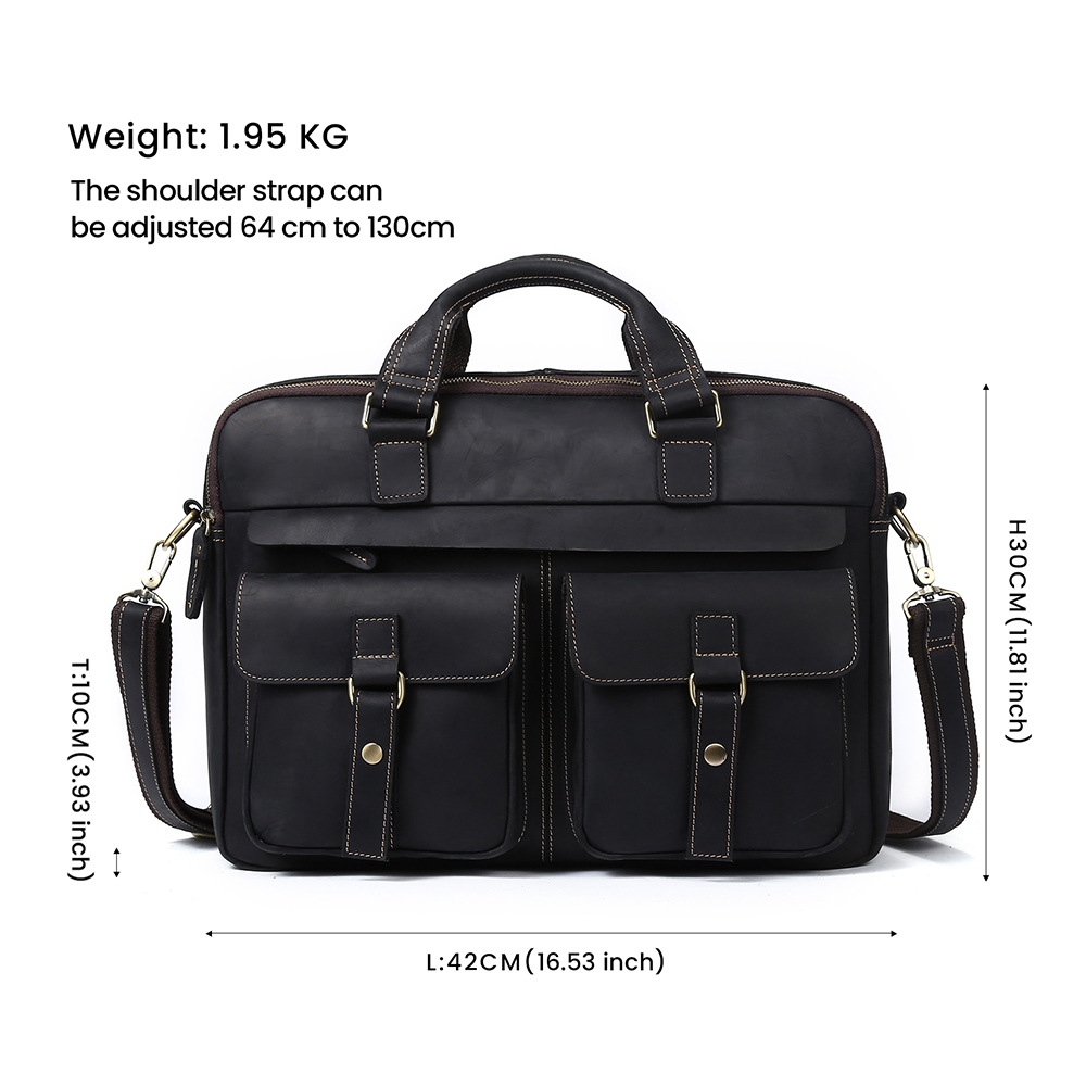 Top Quality Vintage Crazy Horse Leather Briefcase - Timeless Elegance and Robust Durability