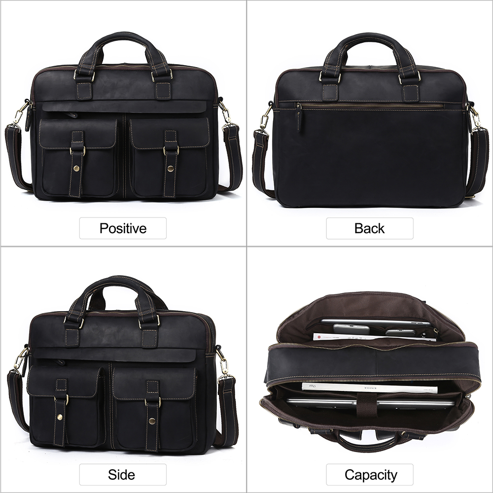 Top Quality Vintage Crazy Horse Leather Briefcase - Timeless Elegance and Robust Durability