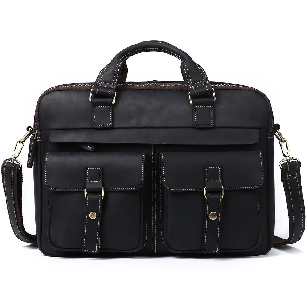 Top Quality Vintage Crazy Horse Leather Briefcase - Timeless Elegance and Robust Durability
