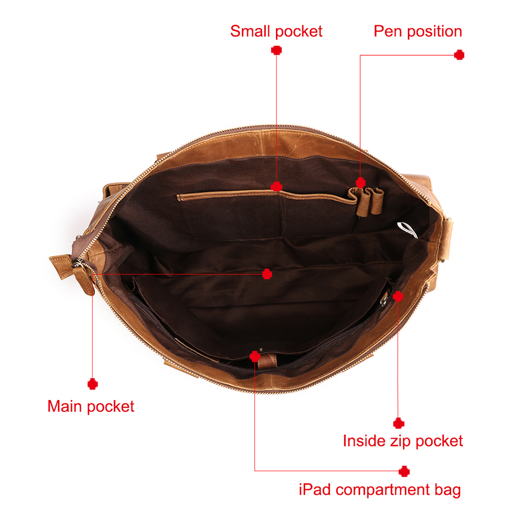 Top Quality Vintage Crazy Horse Leather Briefcase - Timeless Elegance and Robust Durability