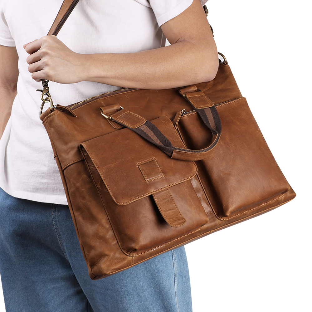 Top Quality Vintage Crazy Horse Leather Briefcase - Timeless Elegance and Robust Durability