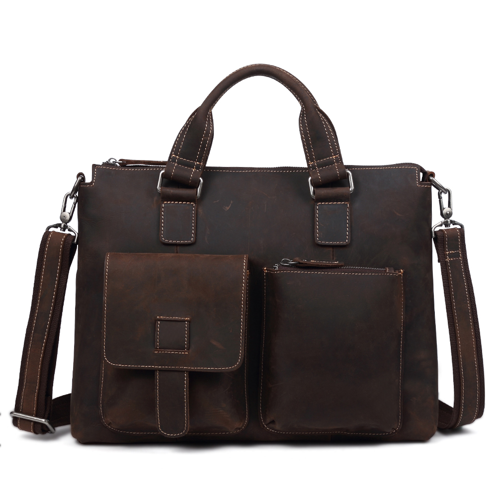 Top Quality Vintage Crazy Horse Leather Briefcase - Timeless Elegance and Robust Durability