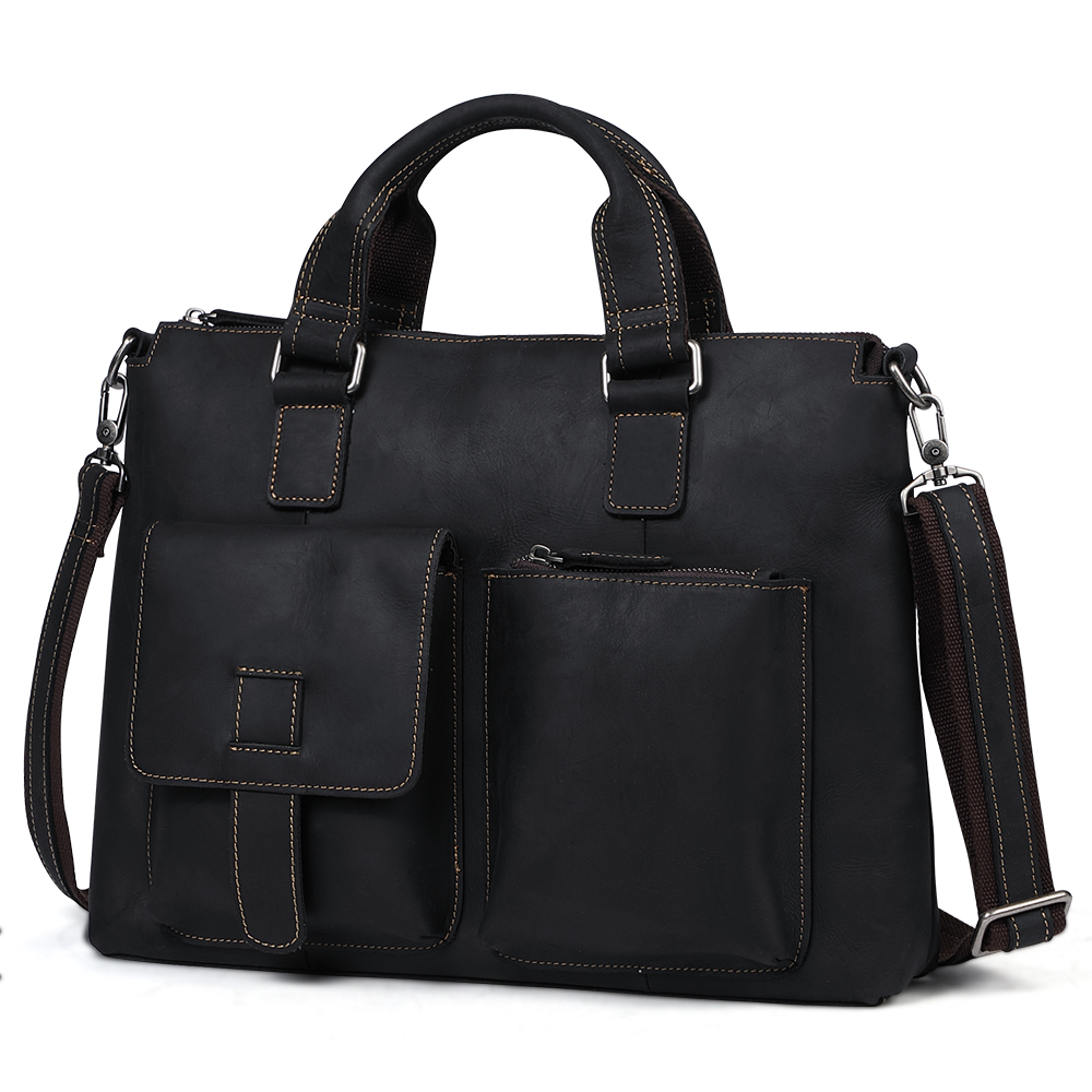Top Quality Vintage Crazy Horse Leather Briefcase - Timeless Elegance and Robust Durability