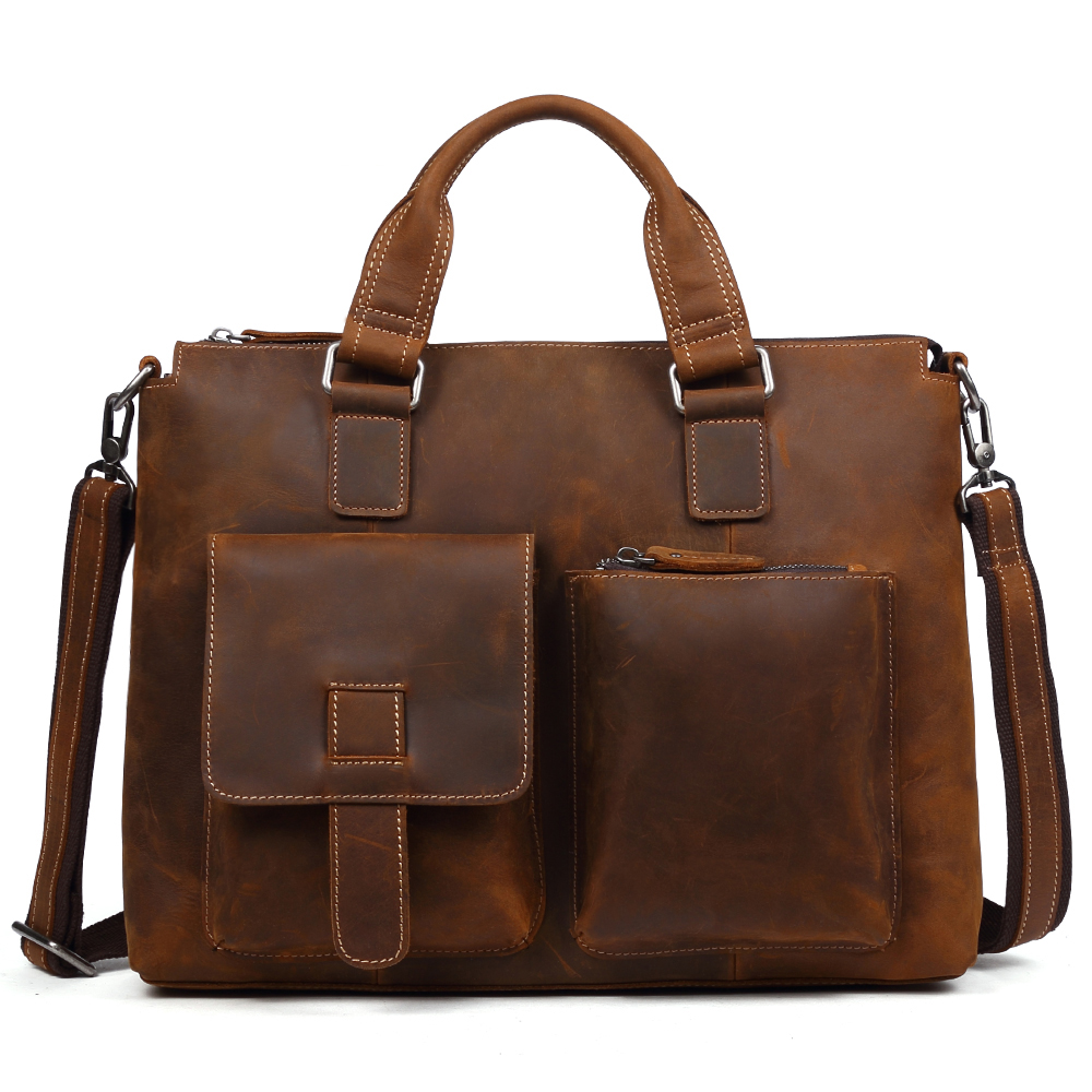 Top Quality Vintage Crazy Horse Leather Briefcase - Timeless Elegance and Robust Durability
