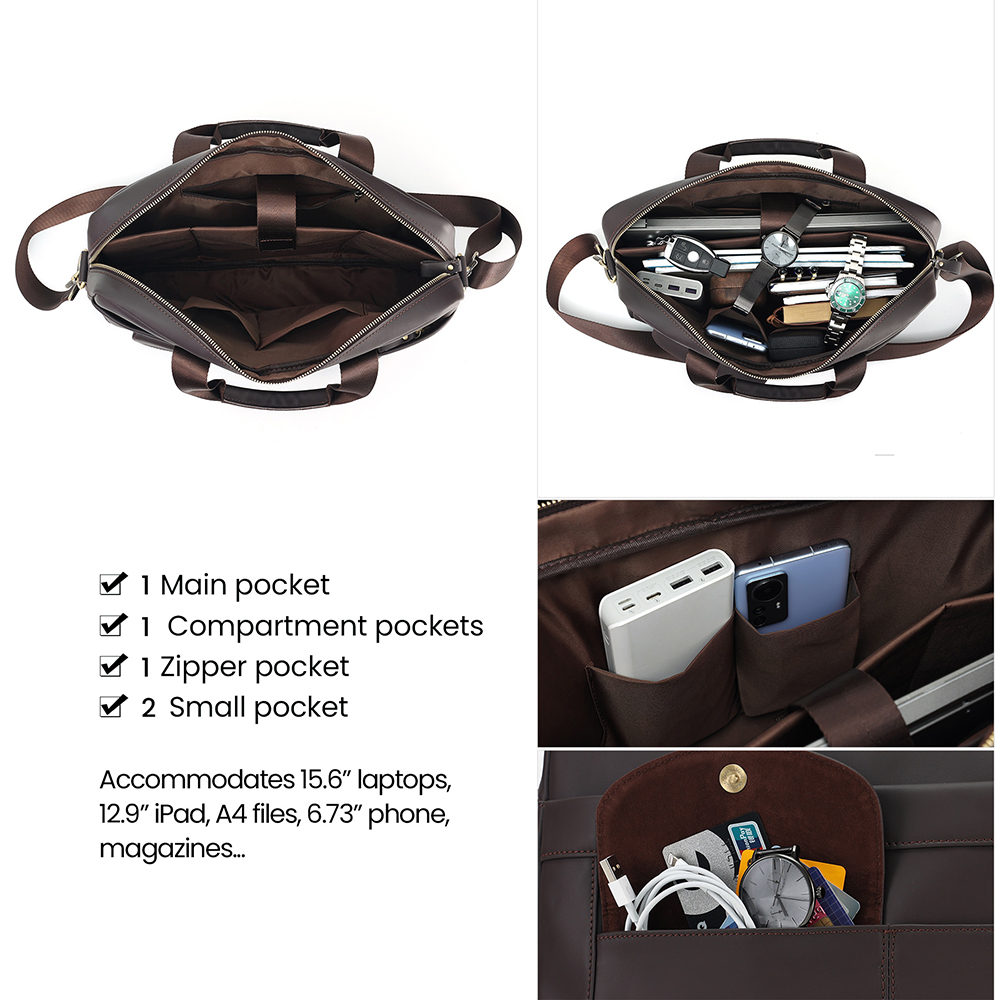 Top Quality Vintage Crazy Horse Leather Briefcase - Timeless Elegance and Robust Durability