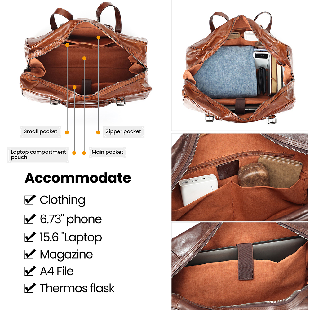 Luxury Genuine Cowhide Leather Travel Bag - High-End Elegance at a Reasonable Price