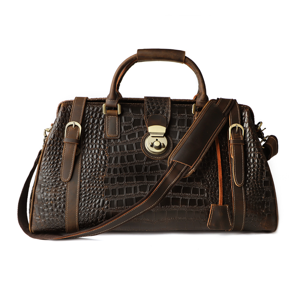 High-Quality Crocodile-Pattern Genuine Leather Travel Bag - Durability Meets Luxury