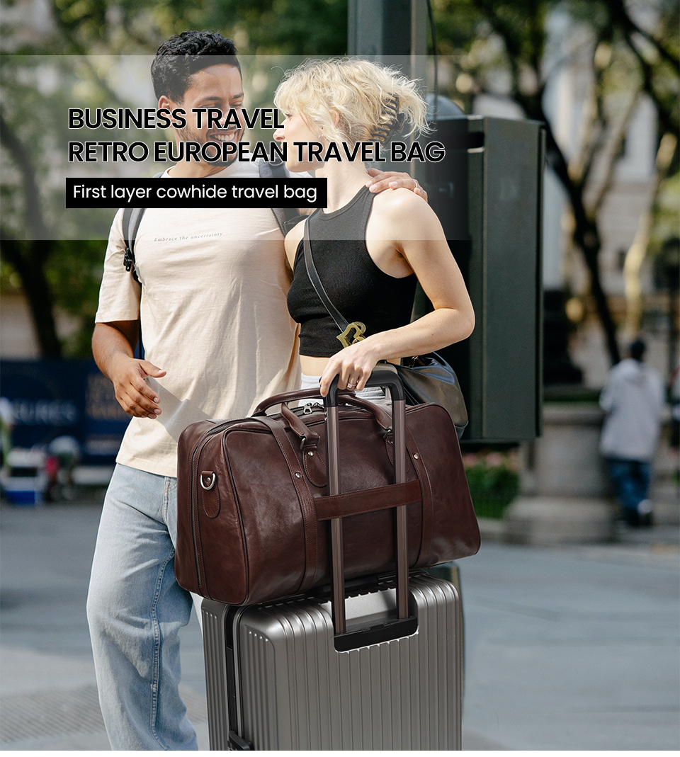 Luxury Genuine Cowhide Leather Travel Bag - High-End Elegance at a Reasonable Price