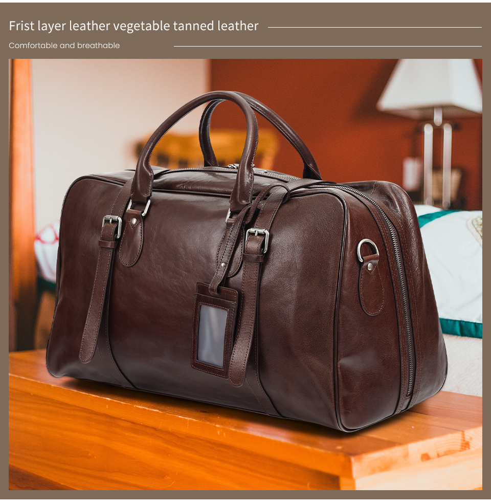 Luxury Genuine Cowhide Leather Travel Bag - High-End Elegance at a Reasonable Price