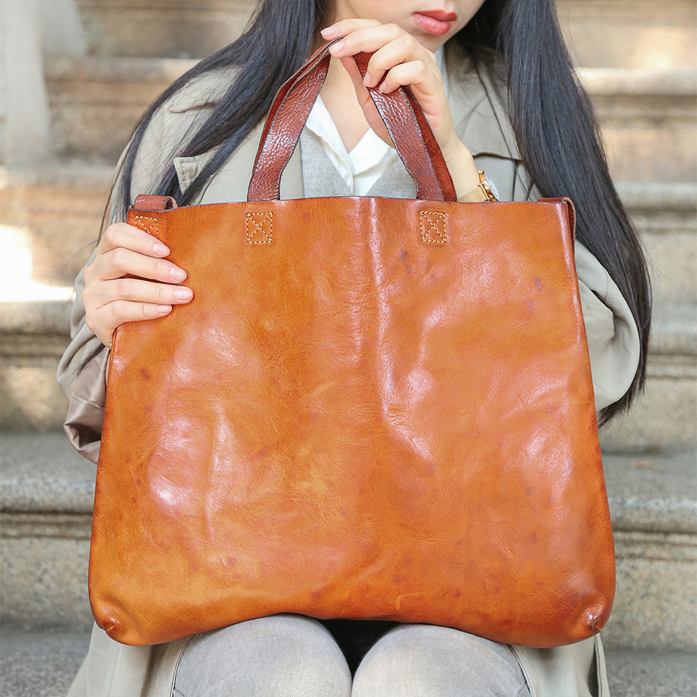 Elegant Genuine Cowhide Leather Lady Handbag - Timeless Sophistication