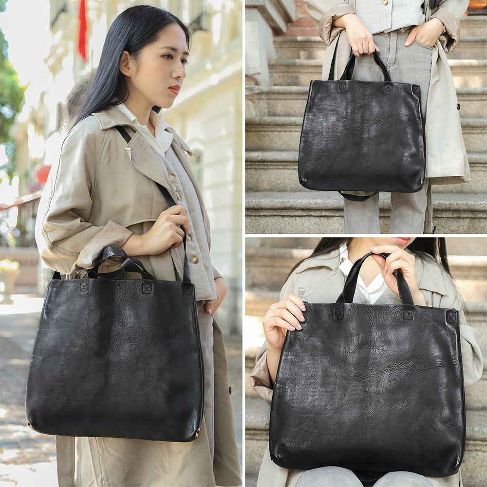 Elegant Genuine Cowhide Leather Lady Handbag - Timeless Sophistication