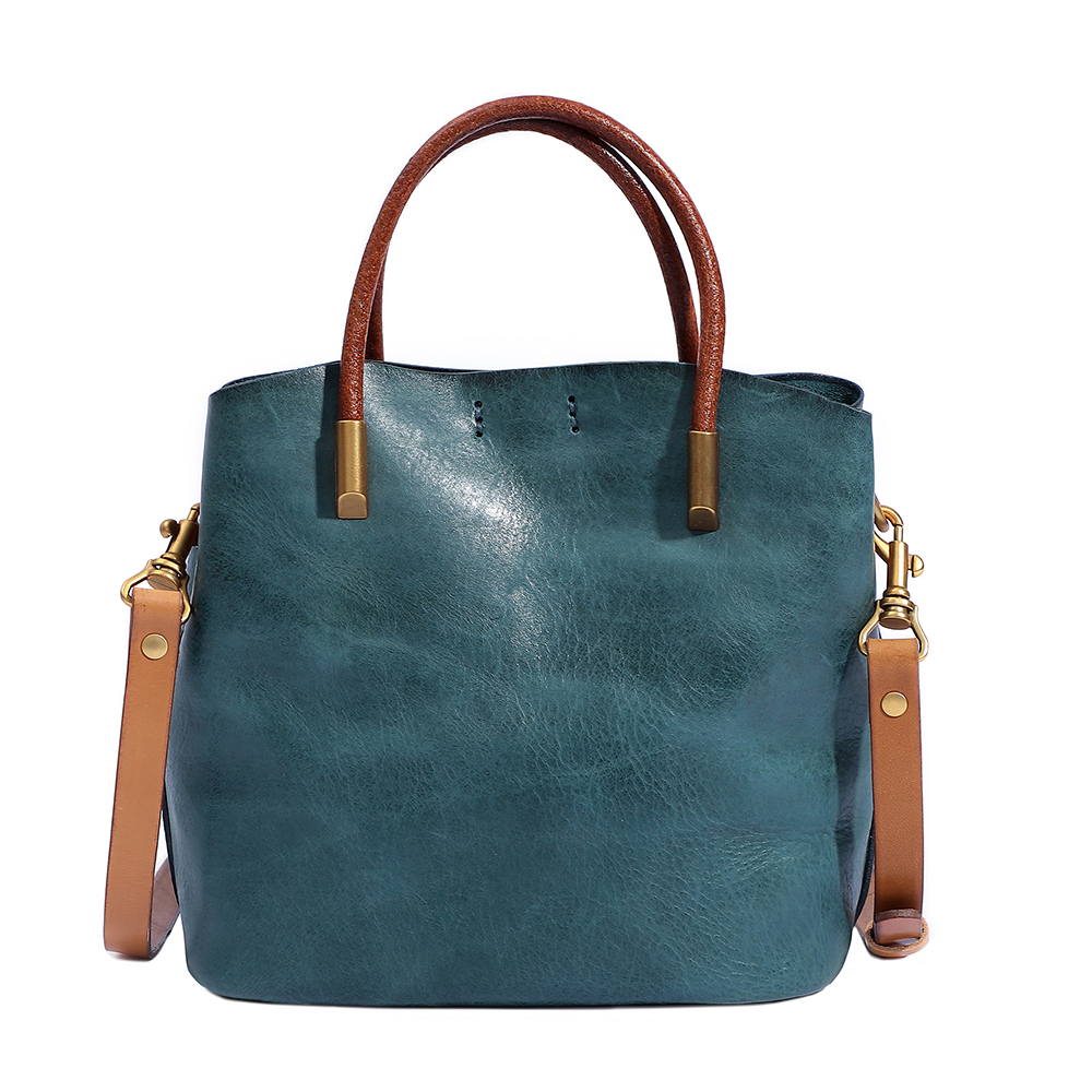 Elegant Genuine Cowhide Leather Lady Handbag - Timeless Sophistication