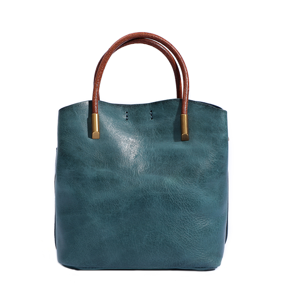 Elegant Genuine Cowhide Leather Lady Handbag - Timeless Sophistication