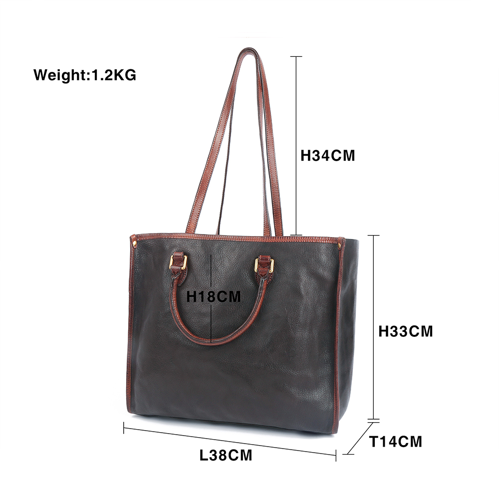 Elegant Genuine Cowhide Leather Lady Handbag - Timeless Grace