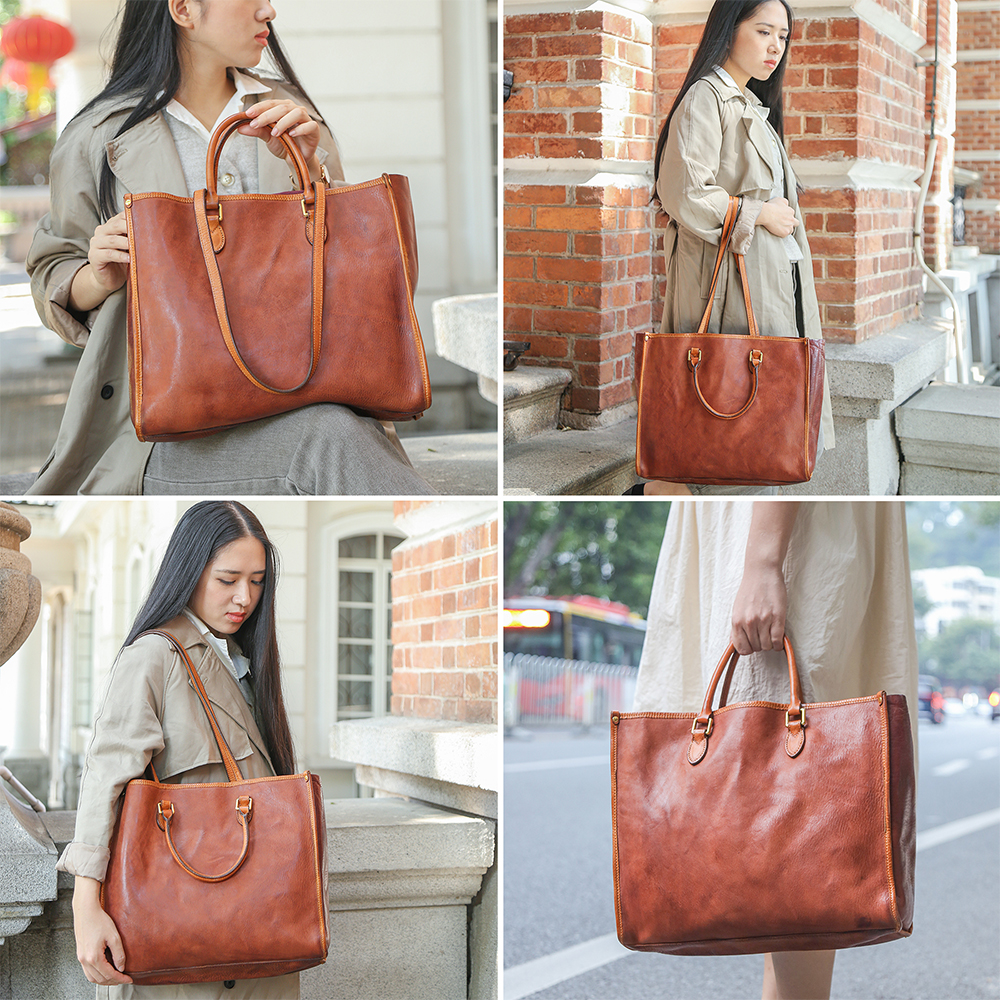 Elegant Genuine Cowhide Leather Lady Handbag - Timeless Grace
