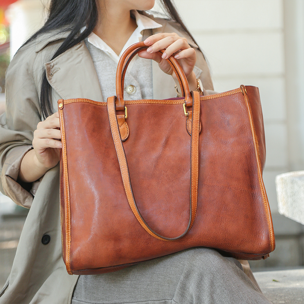 Elegant Genuine Cowhide Leather Lady Handbag - Timeless Grace