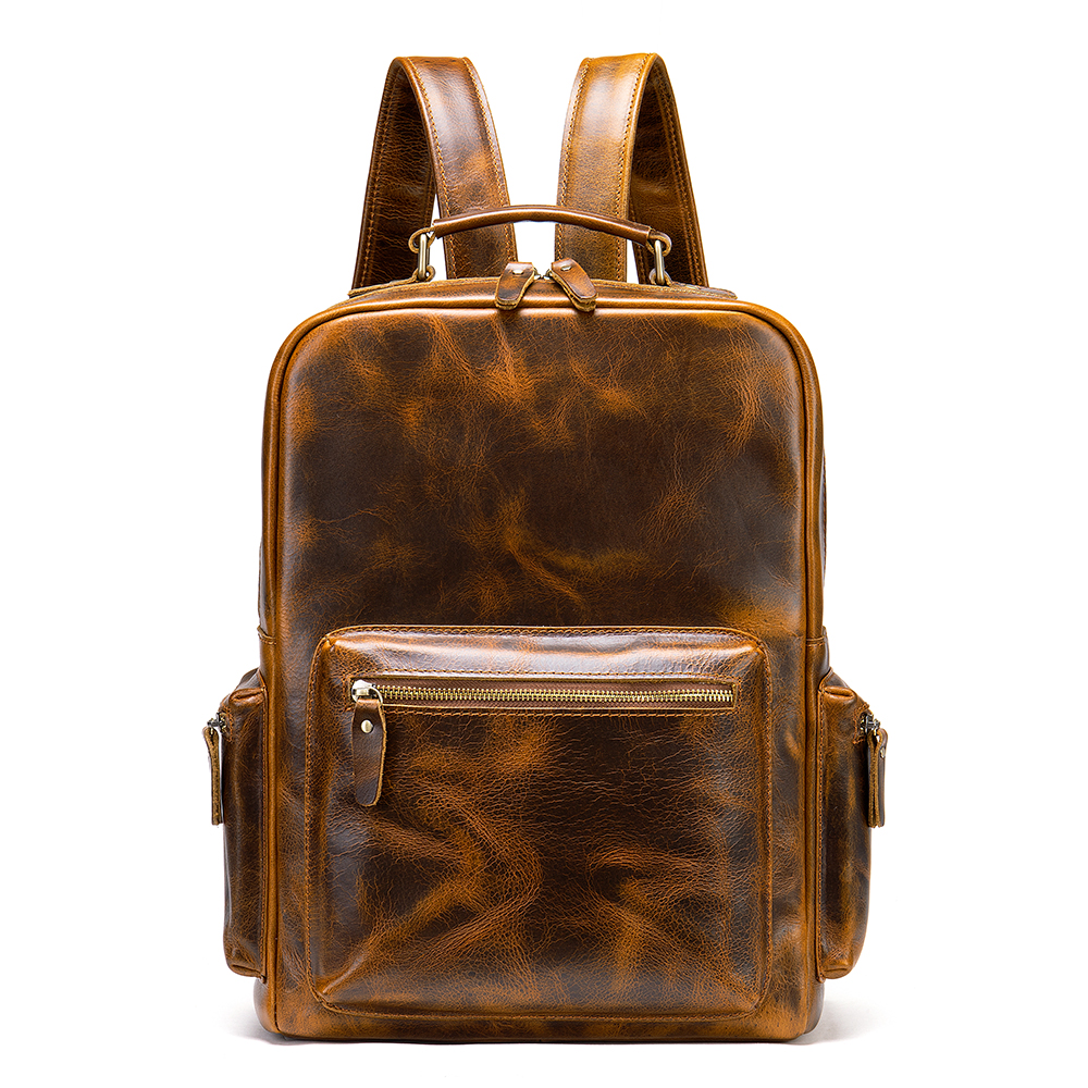 Durable Crazy Horse Leather Men’s Backpack - Classic Western Cowboy Style