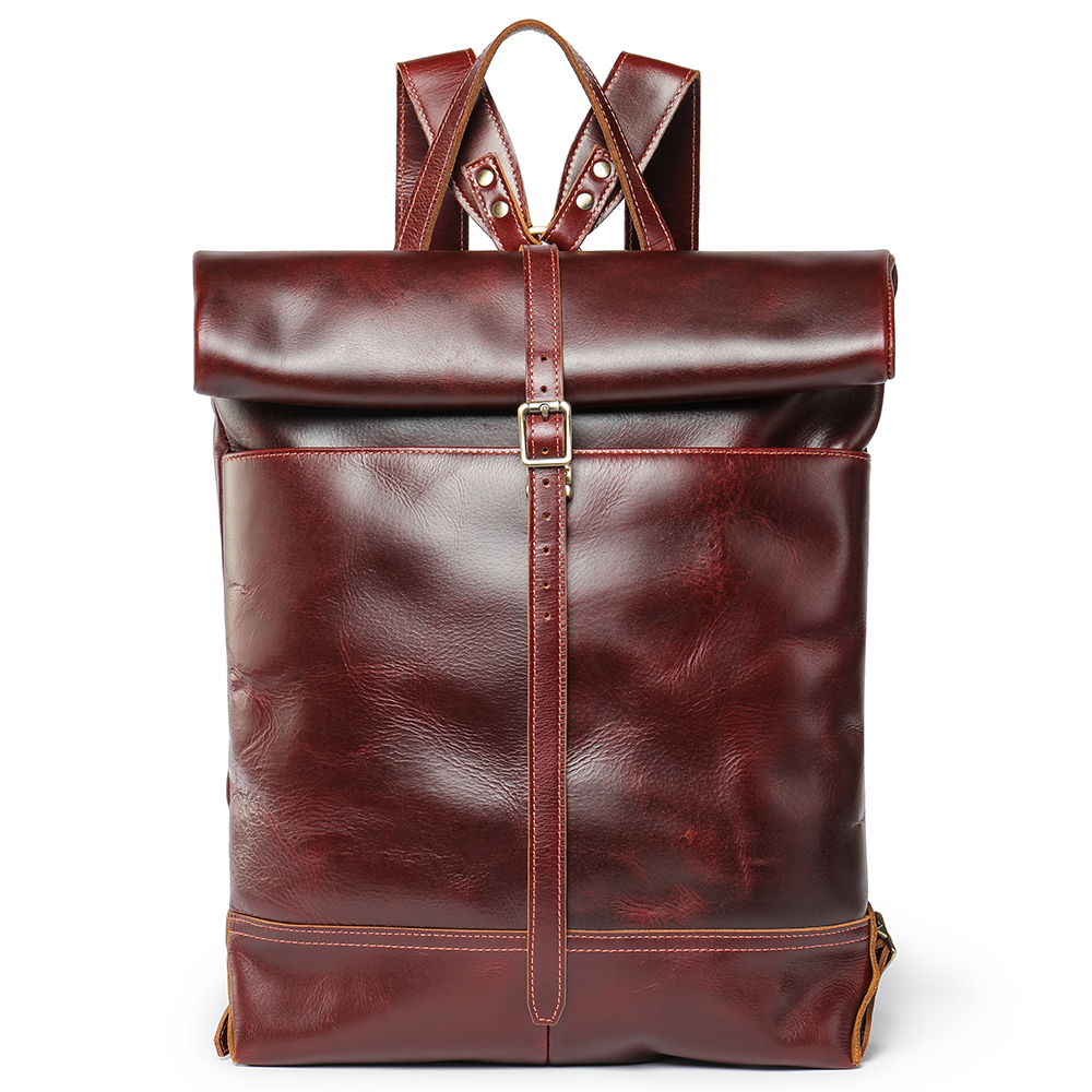 Durable Crazy Horse Leather Men’s Backpack - Classic Western Cowboy Style