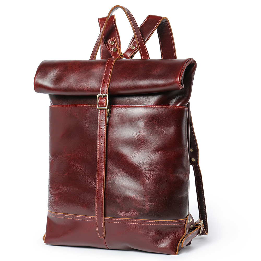 Durable Crazy Horse Leather Men’s Backpack - Classic Western Cowboy Style