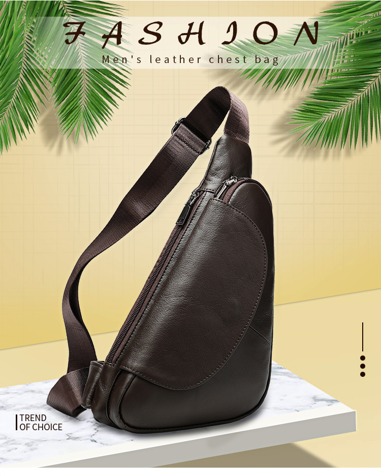 Premium Genuine Cowhide Leather Men's Chest Bag - Superior Quality and Style