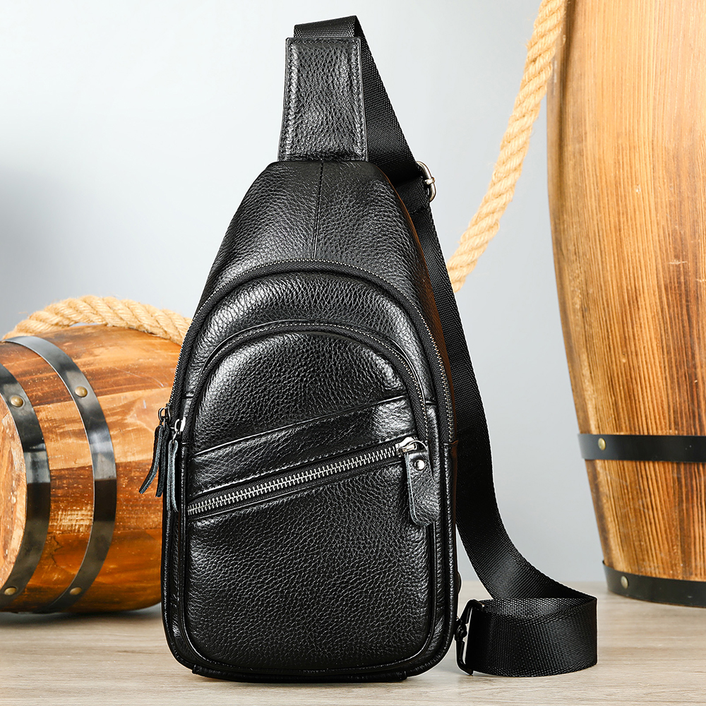 Premium Genuine Cowhide Leather Men's Chest Bag - Superior Quality and Style