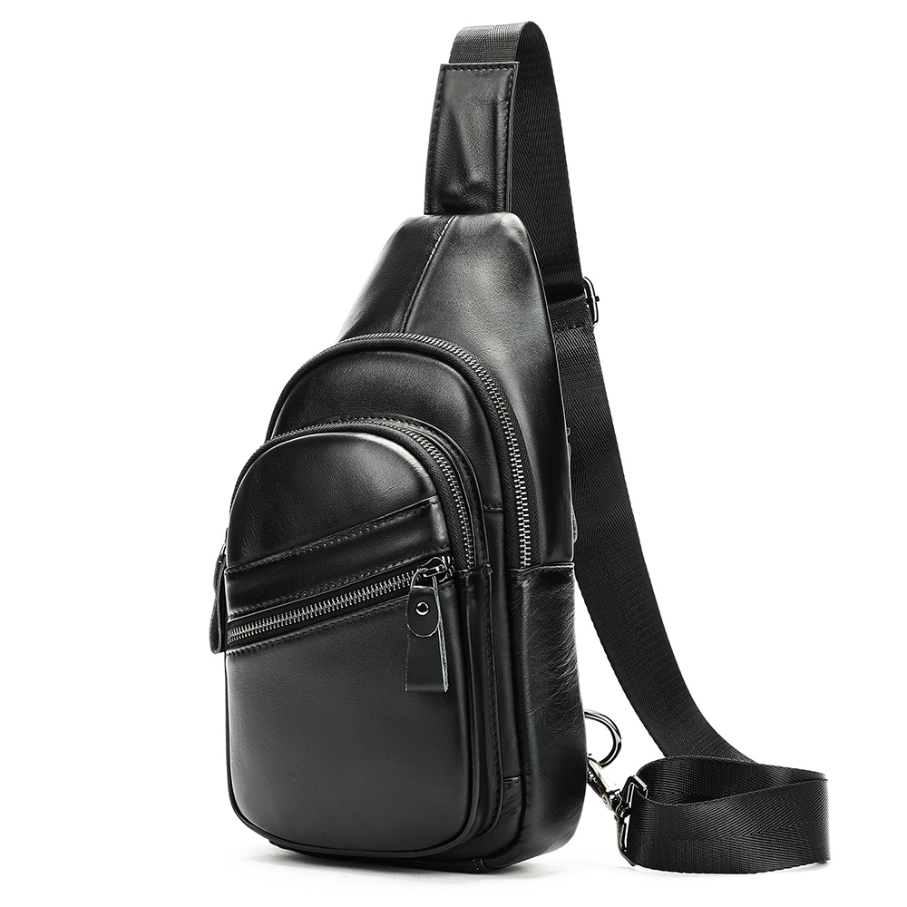 Premium Genuine Cowhide Leather Men's Chest Bag - Superior Quality and Style