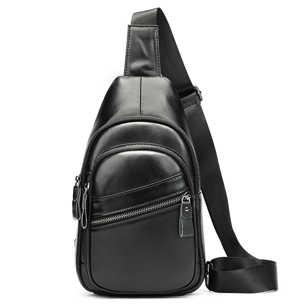 Premium Genuine Cowhide Leather Men's Chest Bag - Superior Quality and Style