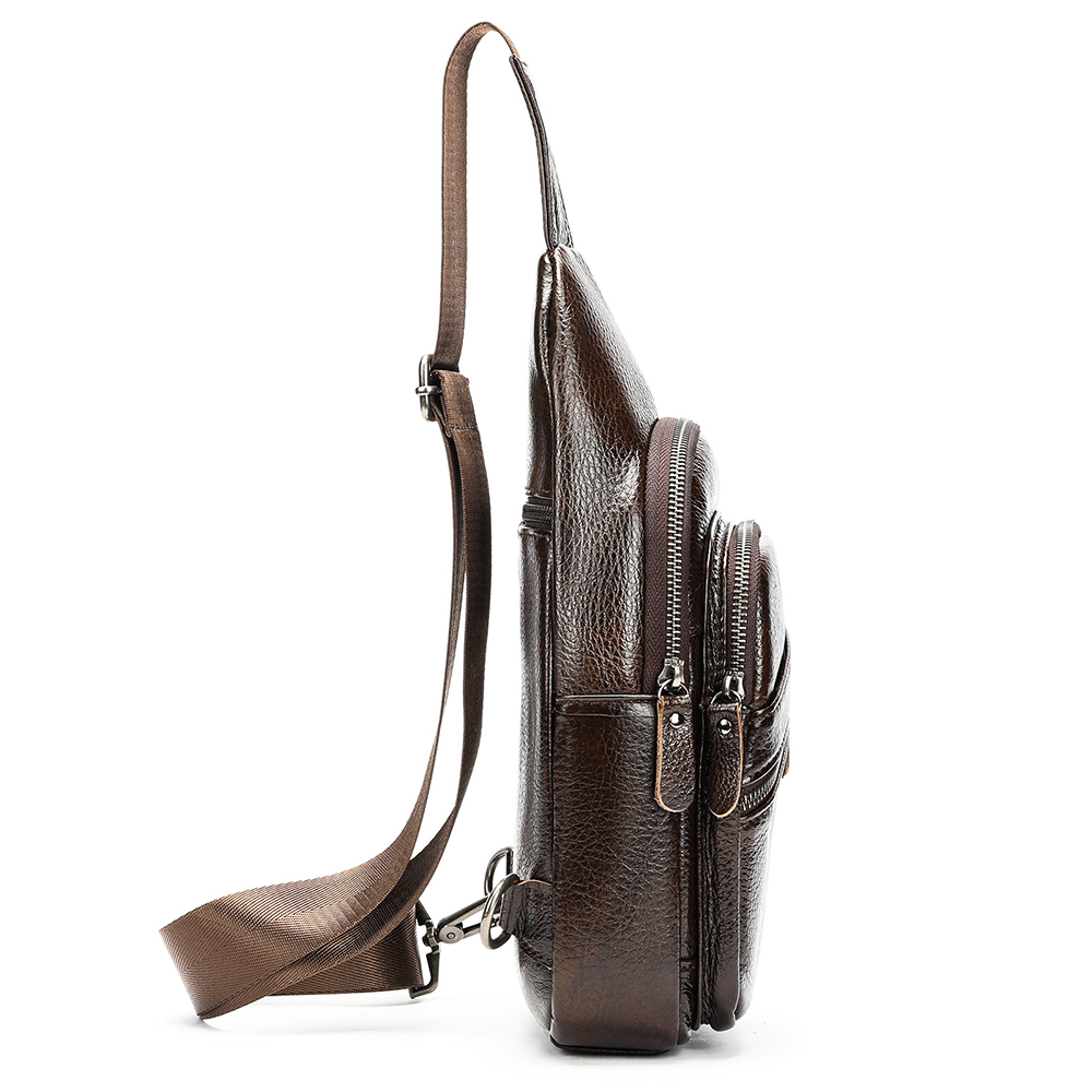 Premium Genuine Cowhide Leather Men's Chest Bag - Superior Quality and Style