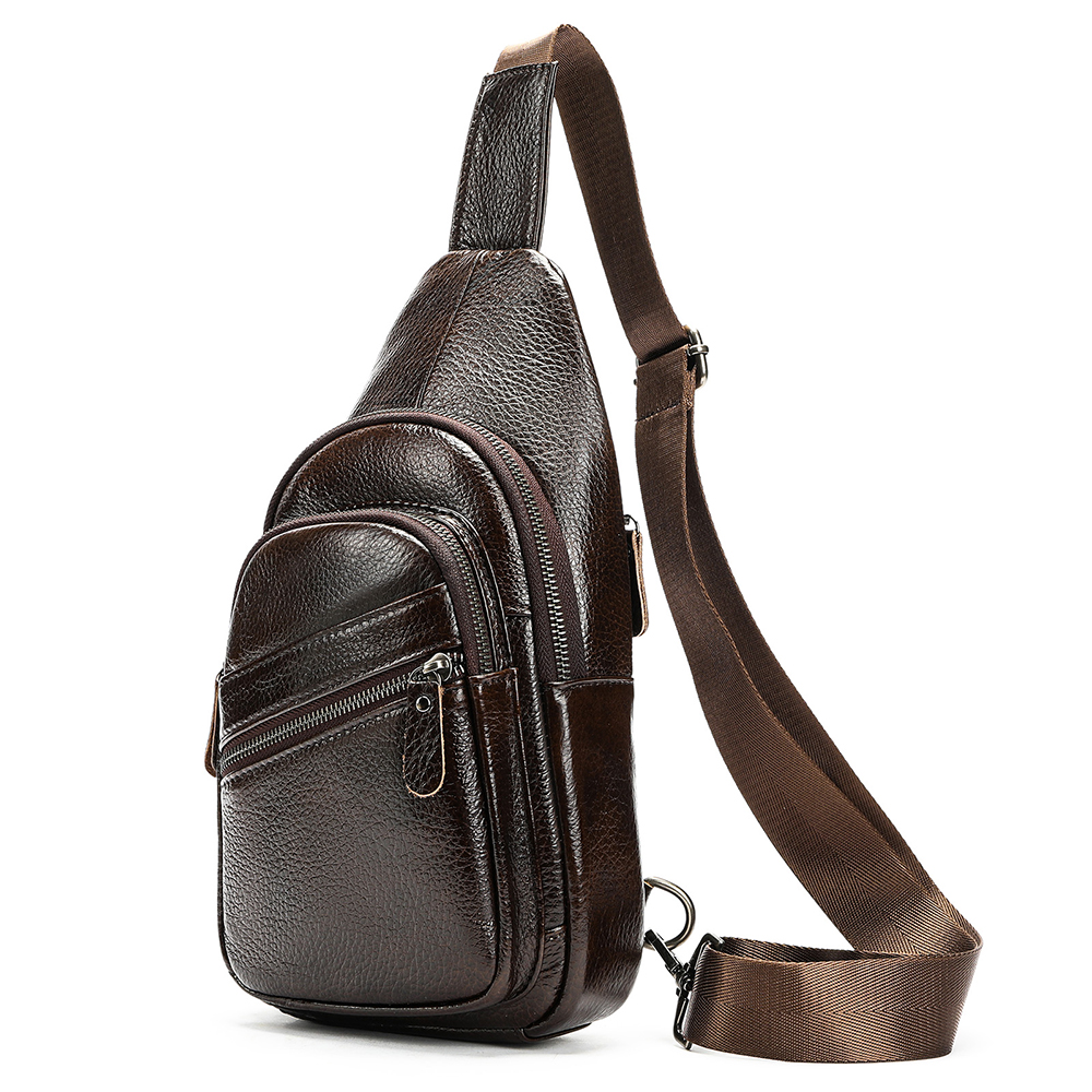 Premium Genuine Cowhide Leather Men's Chest Bag - Superior Quality and Style