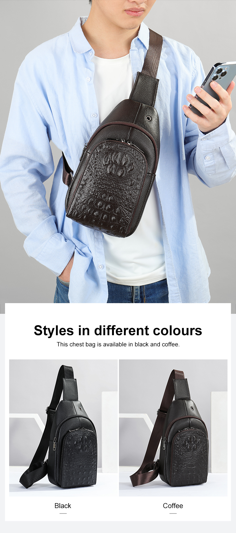 Premium Genuine Cowhide Leather Men's Chest Bag - Superior Quality and  Durable