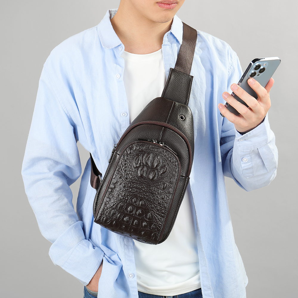 Premium Genuine Cowhide Leather Men's Chest Bag - Superior Quality and  Durable