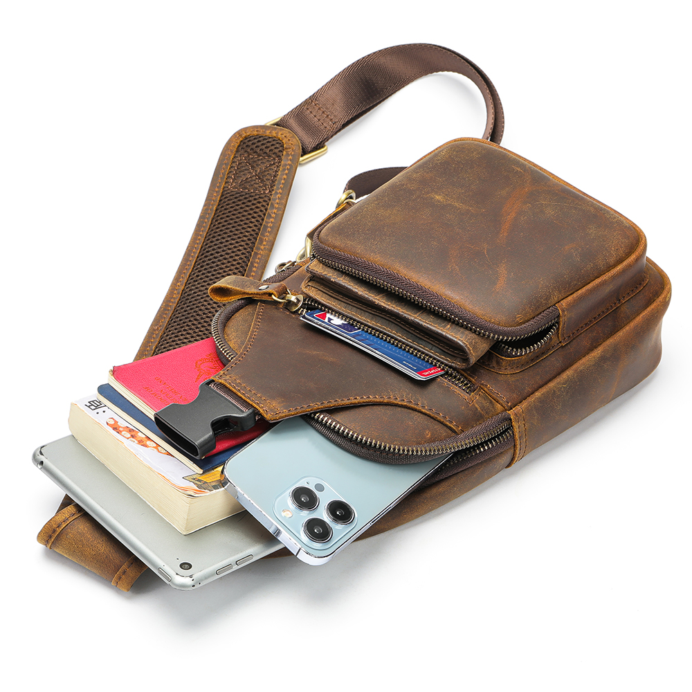 Premium Genuine Cowhide Leather Men's Chest Bag - Superior Quality and  Durable