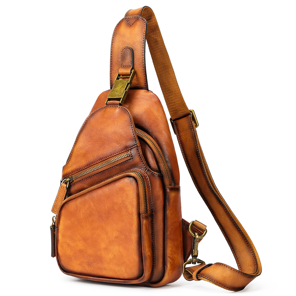 Premium Genuine Cowhide Leather Men's Chest Bag - Superior Quality and  Durable