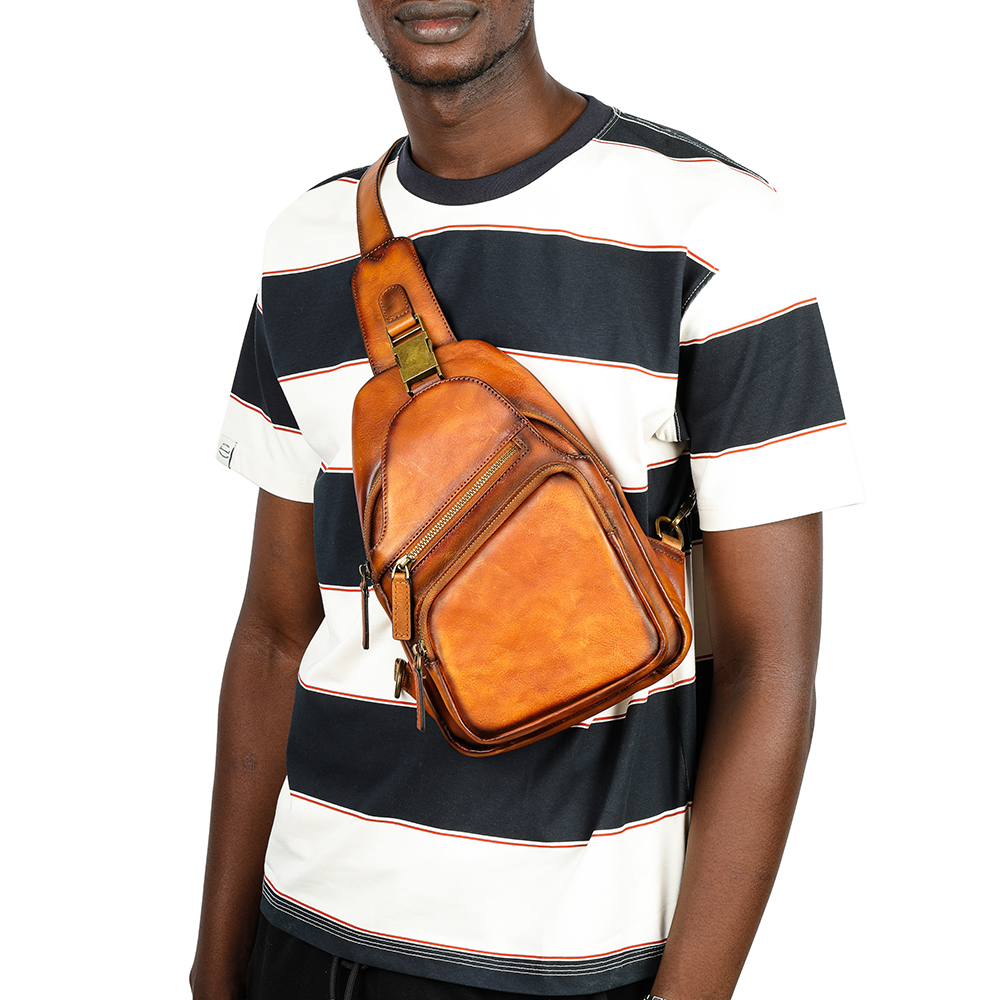Premium Genuine Cowhide Leather Men's Chest Bag - Superior Quality and  Durable
