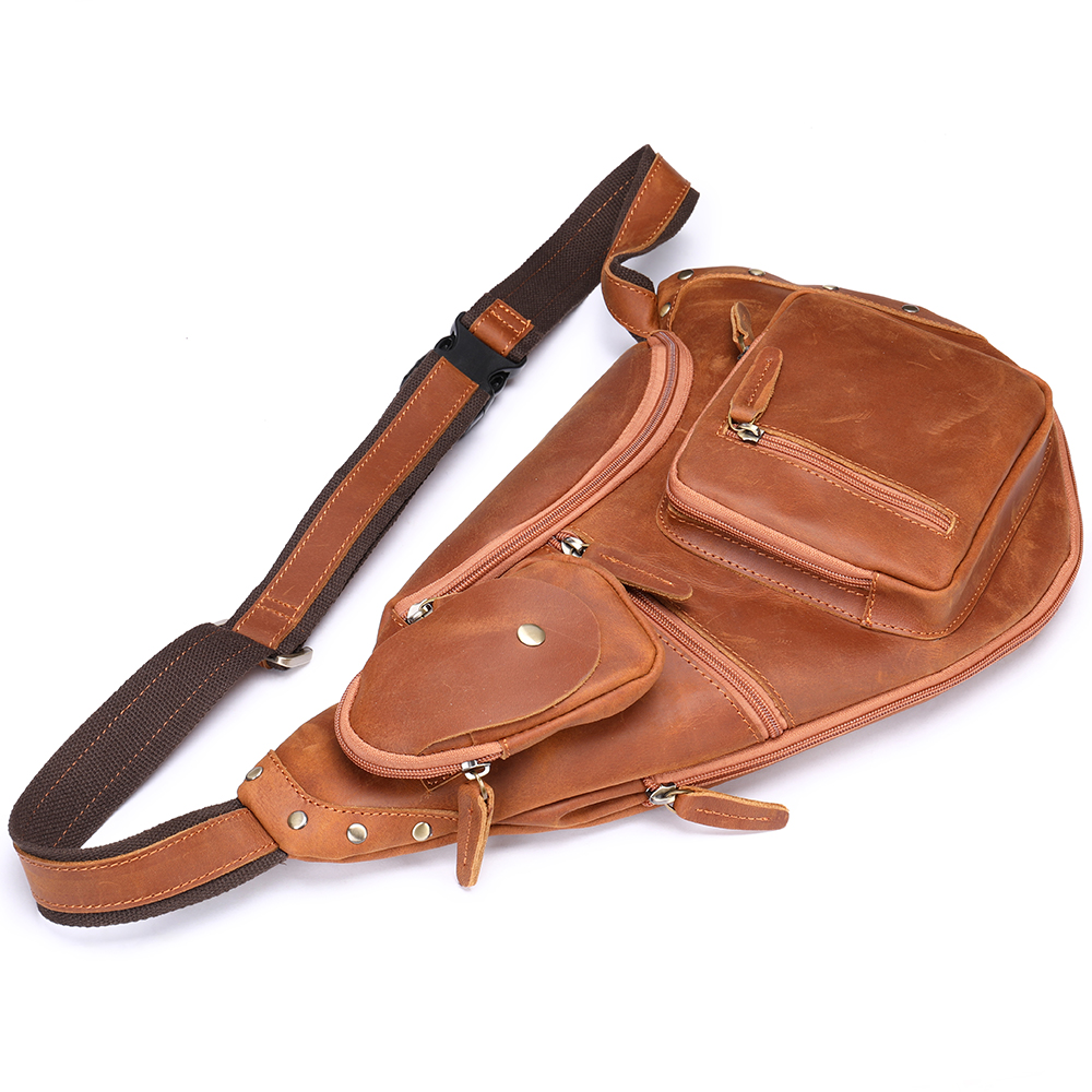 Premium Genuine Cowhide Leather Men's Chest Bag - Superior Quality and  Durable