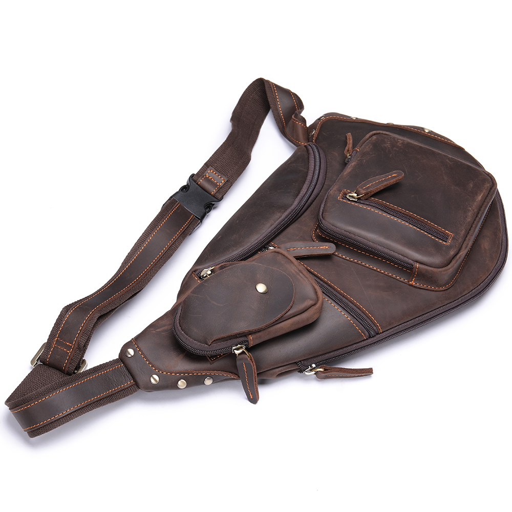 Premium Genuine Cowhide Leather Men's Chest Bag - Superior Quality and  Durable