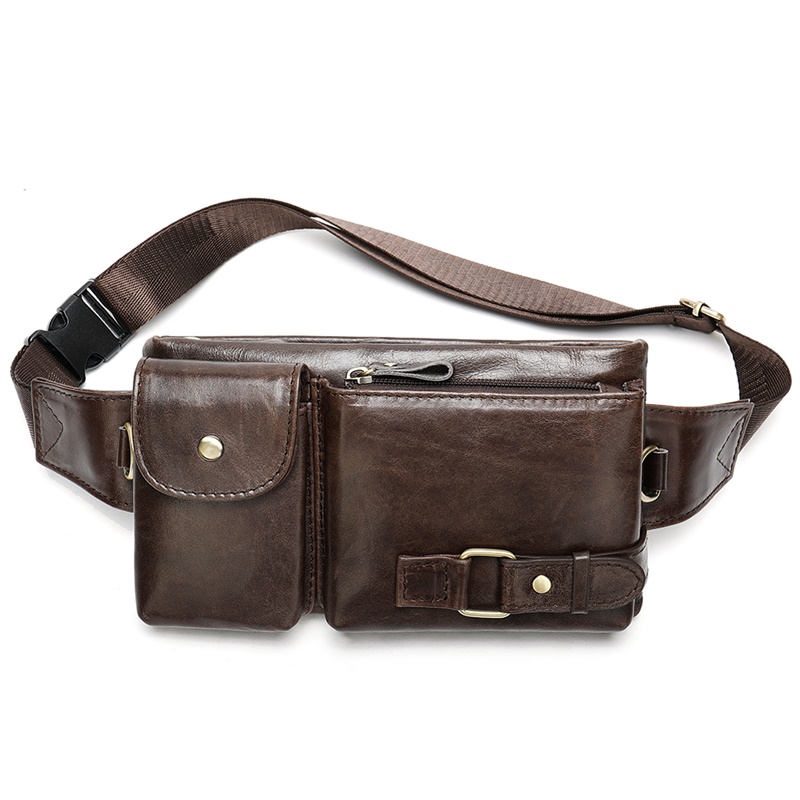 High-Quality Crazy Horse Leather Waist and Chest Bag - Durable and Practical with Multiple Pockets