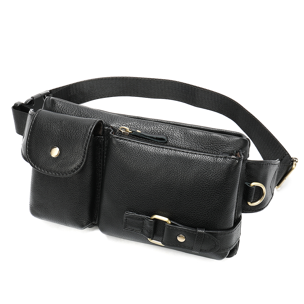 High-Quality Crazy Horse Leather Waist and Chest Bag - Durable and Practical with Multiple Pockets