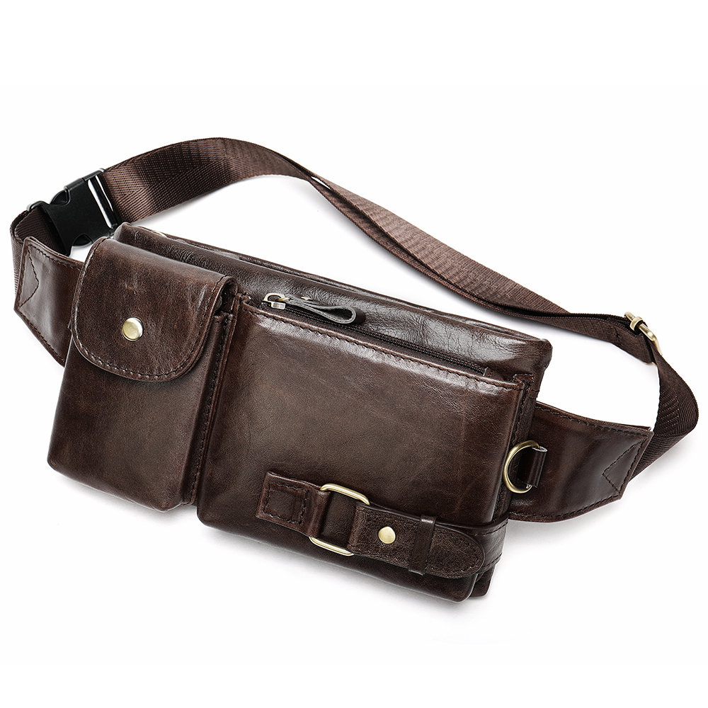 High-Quality Crazy Horse Leather Waist and Chest Bag - Durable and Practical with Multiple Pockets