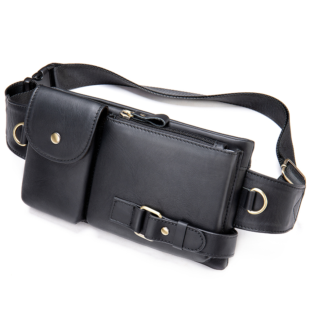High-Quality Crazy Horse Leather Waist and Chest Bag - Durable and Practical with Multiple Pockets