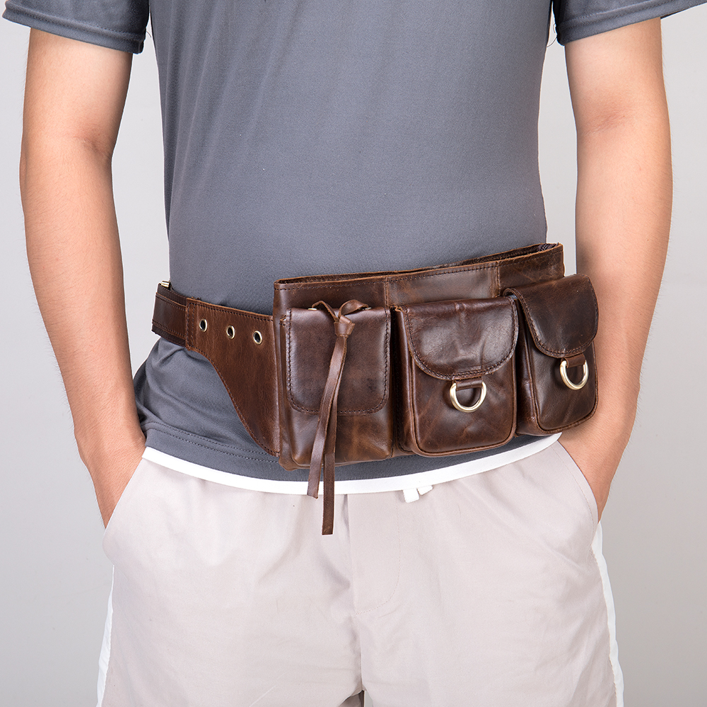 Innovative Crazy Horse Leather Belt and Chest Bag - Ultimate Durability and Functionality