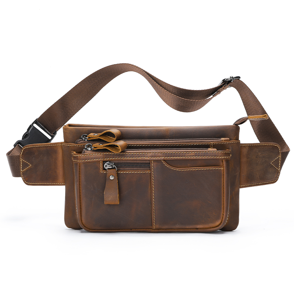 Innovative Crazy Horse Leather Belt and Chest Bag - Ultimate Durability and Functionality