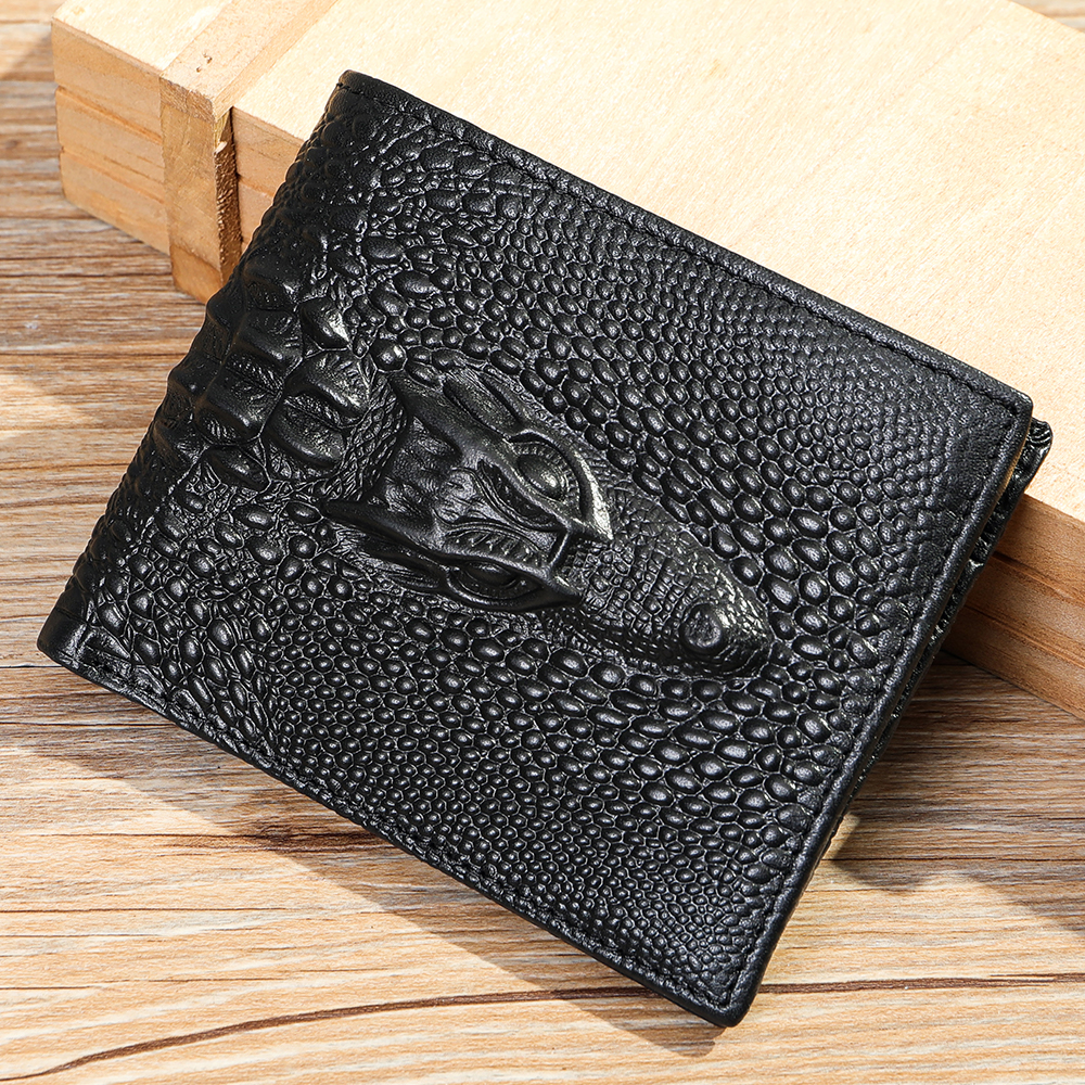 Top-Quality Crocodile Cowhide Leather Wallet - RFID Protection, Durability, and Functionality