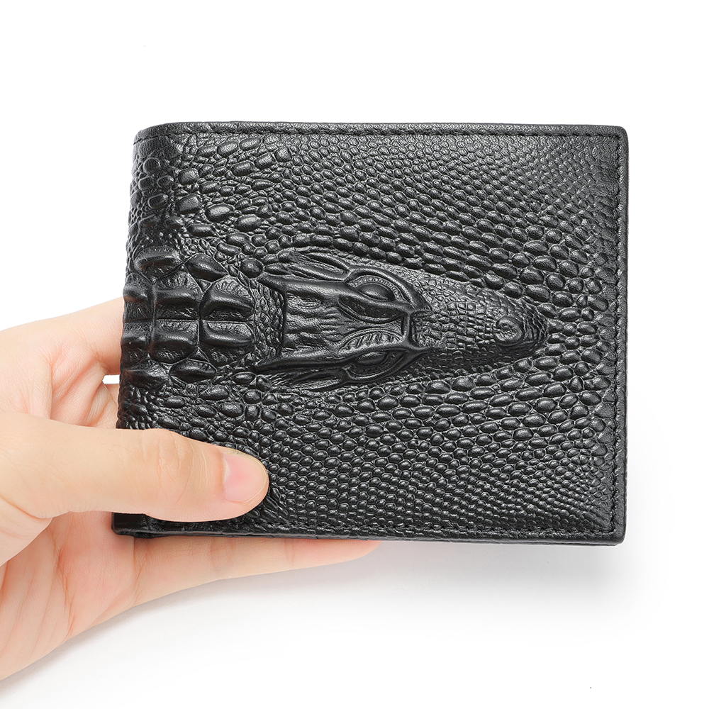 Top-Quality Crocodile Cowhide Leather Wallet - RFID Protection, Durability, and Functionality
