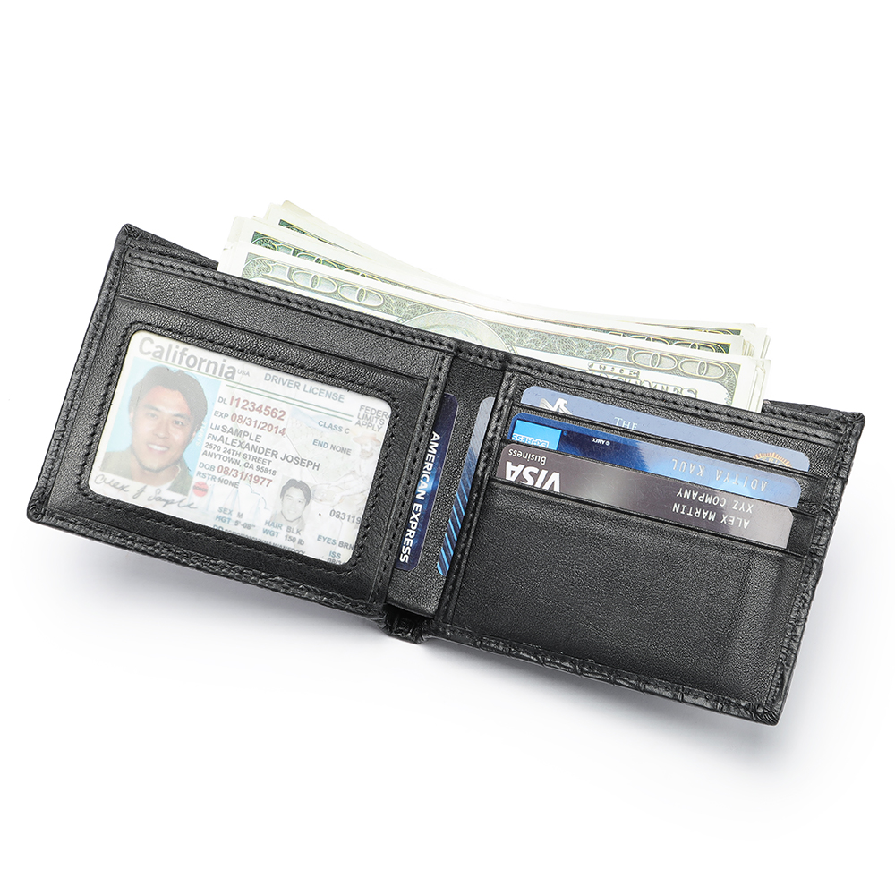 Top-Quality Crocodile Cowhide Leather Wallet - RFID Protection, Durability, and Functionality