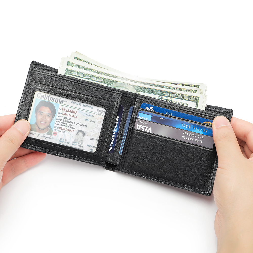 Top-Quality Crocodile Cowhide Leather Wallet - RFID Protection, Durability, and Functionality