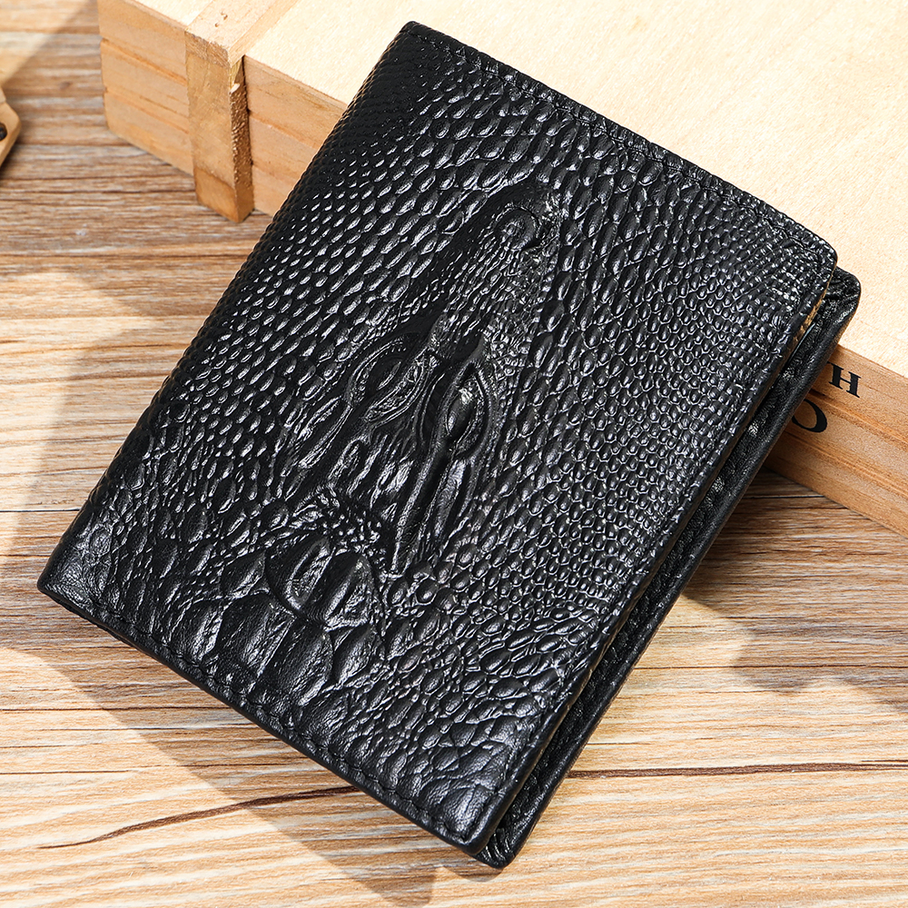 Top-Quality Crocodile Cowhide Leather Wallet - RFID Protection, Durability, and Functionality