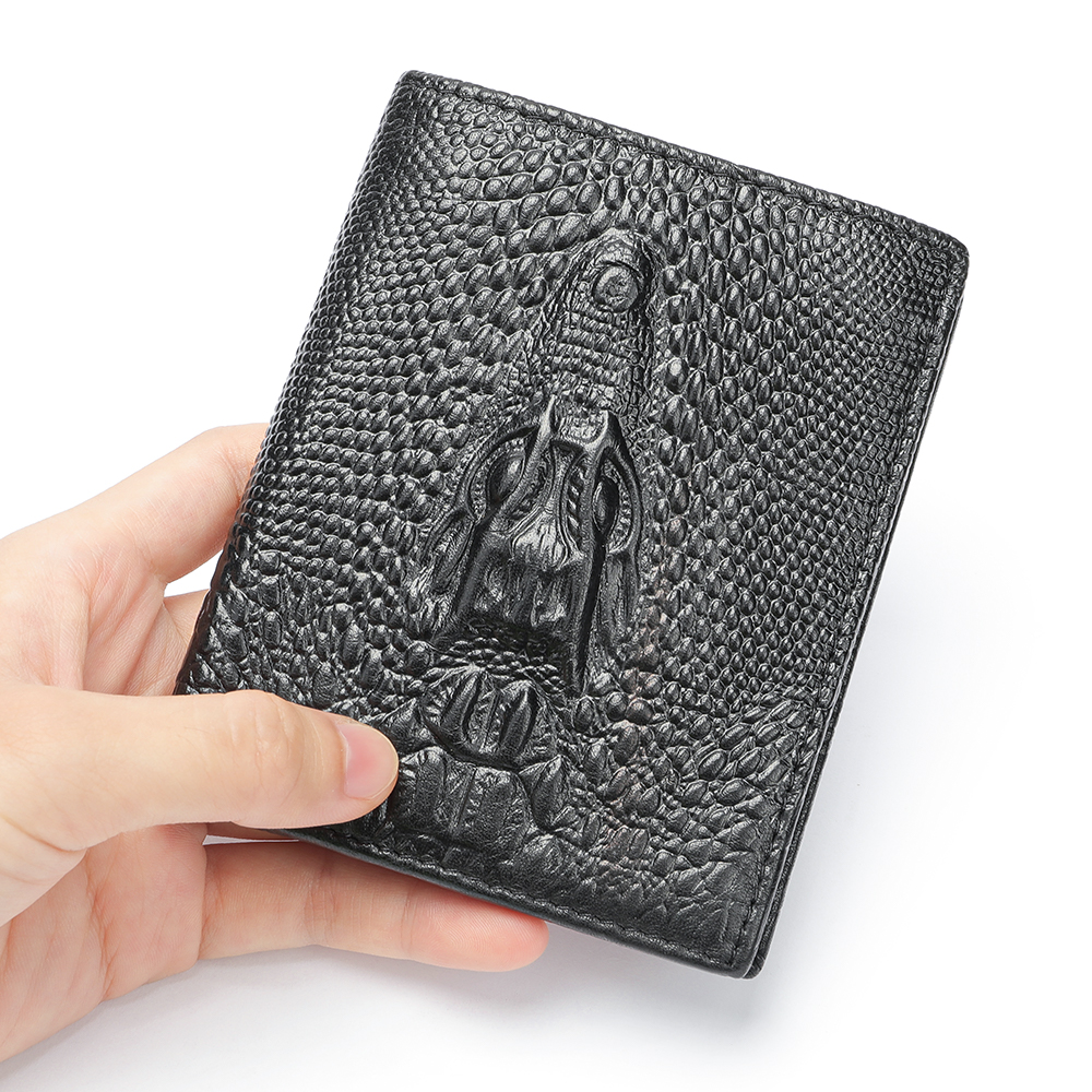 Top-Quality Crocodile Cowhide Leather Wallet - RFID Protection, Durability, and Functionality