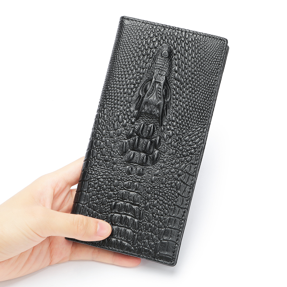 Top-Quality Crocodile Cowhide Leather Wallet - RFID Protection, Durability, and Functionality